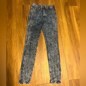 High waisted tie dye jeans